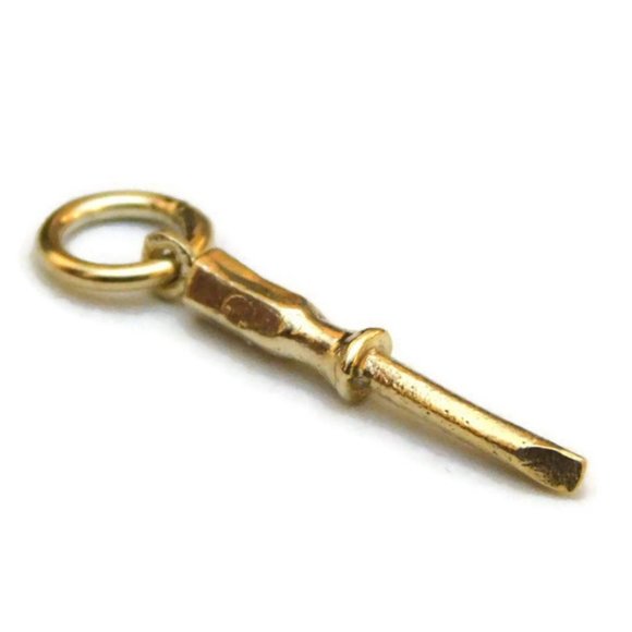 Flat Screwdriver Charm Pendant 14k Yellow Gold!!